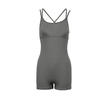 Bodycon Short Romper with High Waist and Double Straps