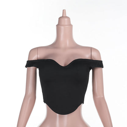Bodycon Off-Shoulder Crop Top with Sweetheart Neckline