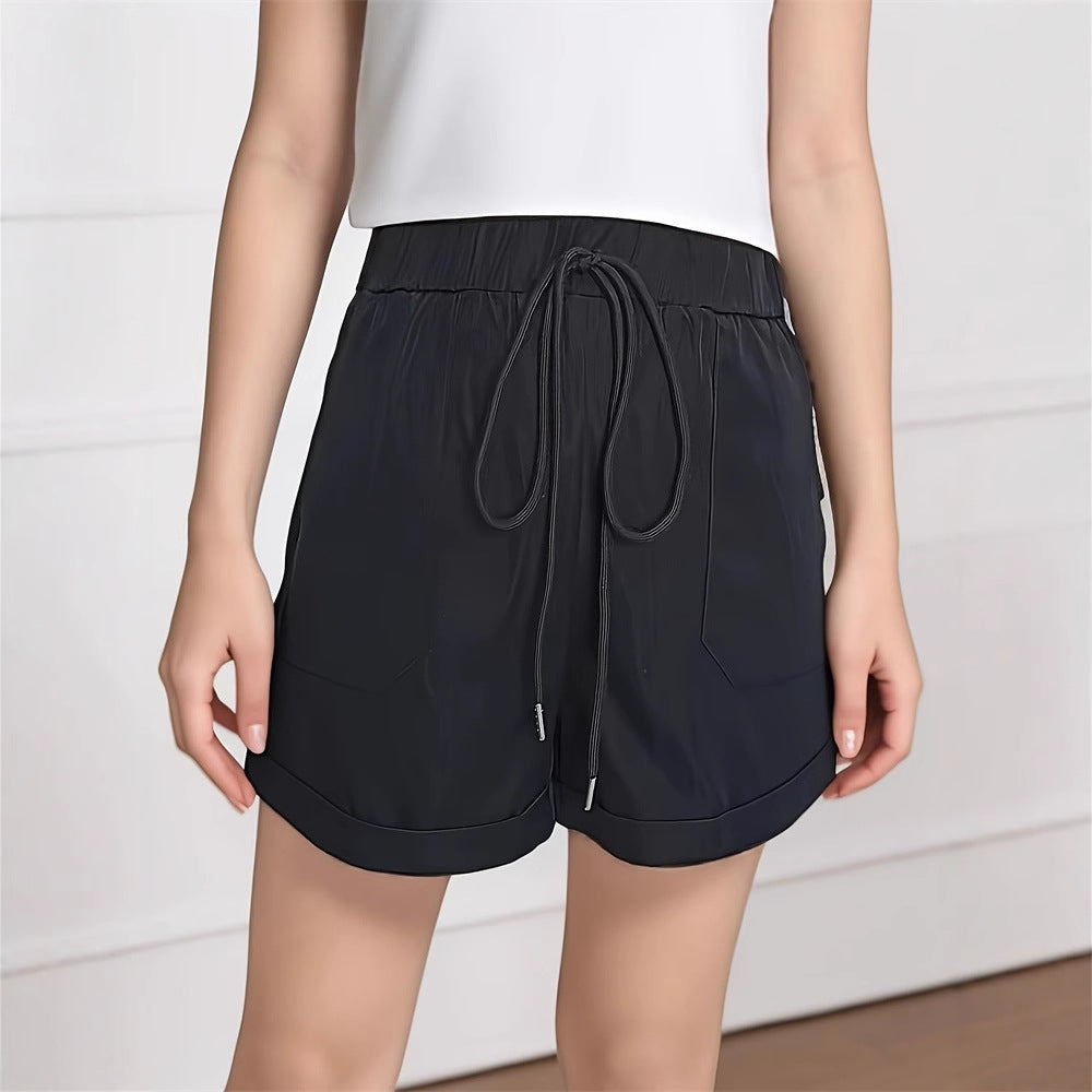 High-Waist Wide-Leg Shorts with Drawstring
