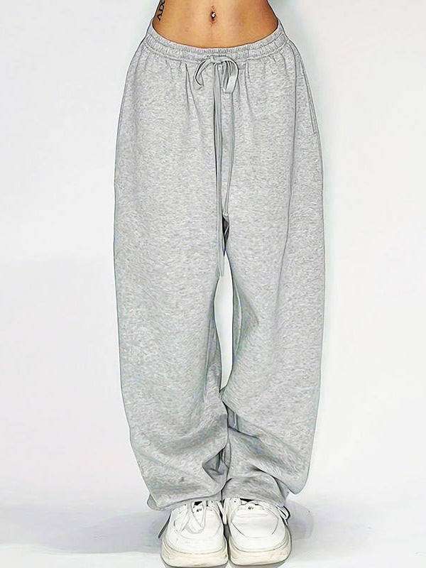 Loose Fit Wide-Leg Sweatpants with Drawstring Waist
