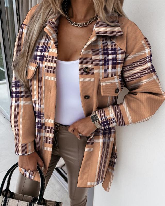 Plaid Oversized Shacket with Button Front