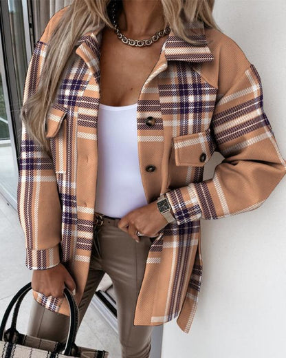 Plaid Oversized Shacket with Button Front