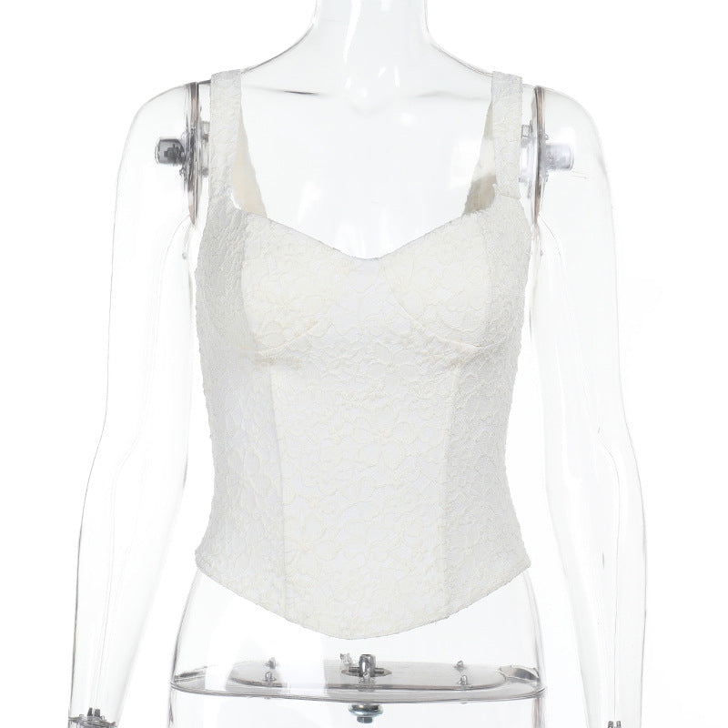 Floral Lace Corset Top with Boning and Underwire Cups