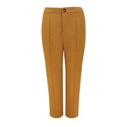 Cropped High-Waist Straight-Leg Pants