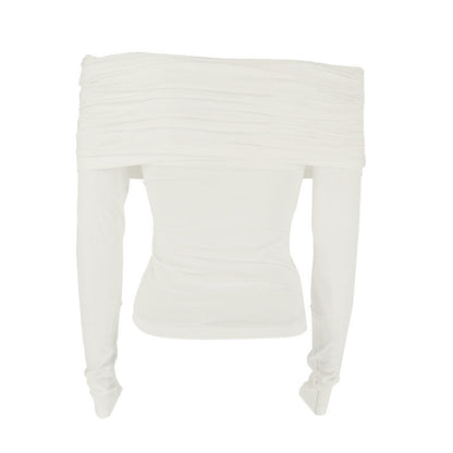 Slim Fit Ruched Off-Shoulder Top with Long Sleeves