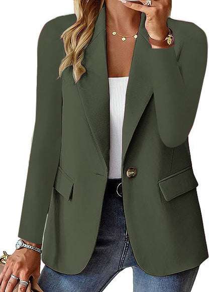 Single-Breasted Blazer with Notched Lapel and Flap Pockets
