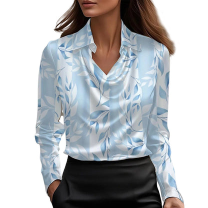 Solid Satin-Effect Blouse with Cowl Neck and Long Sleeves