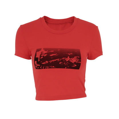 Landscape Graphic Slim Fit Baby Tee with Crewneck