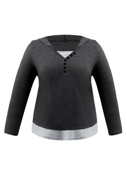 Hooded Button-Up Sweatshirt and Wide-Leg Pants Set