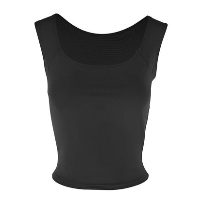 Slim Fit Square Neck Crop Top with Cap Sleeves