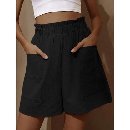 Wide-Leg High-Waist Shorts with Large Patch Pockets