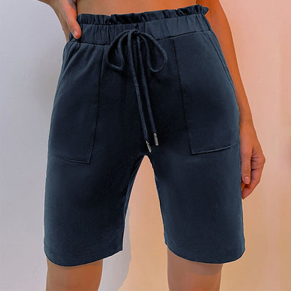 Straight-Leg Bermuda Shorts with High Drawstring Waist