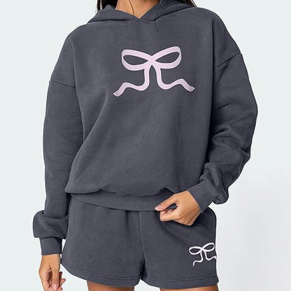 Oversized Sweatshirt and Wide-Leg Pants Set with Bow Print
