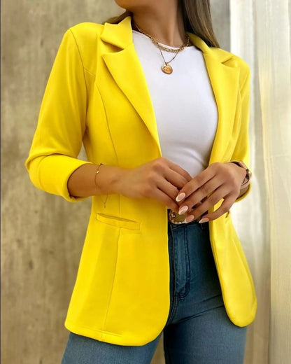Open Front Slim Fit Blazer with Notched Lapel