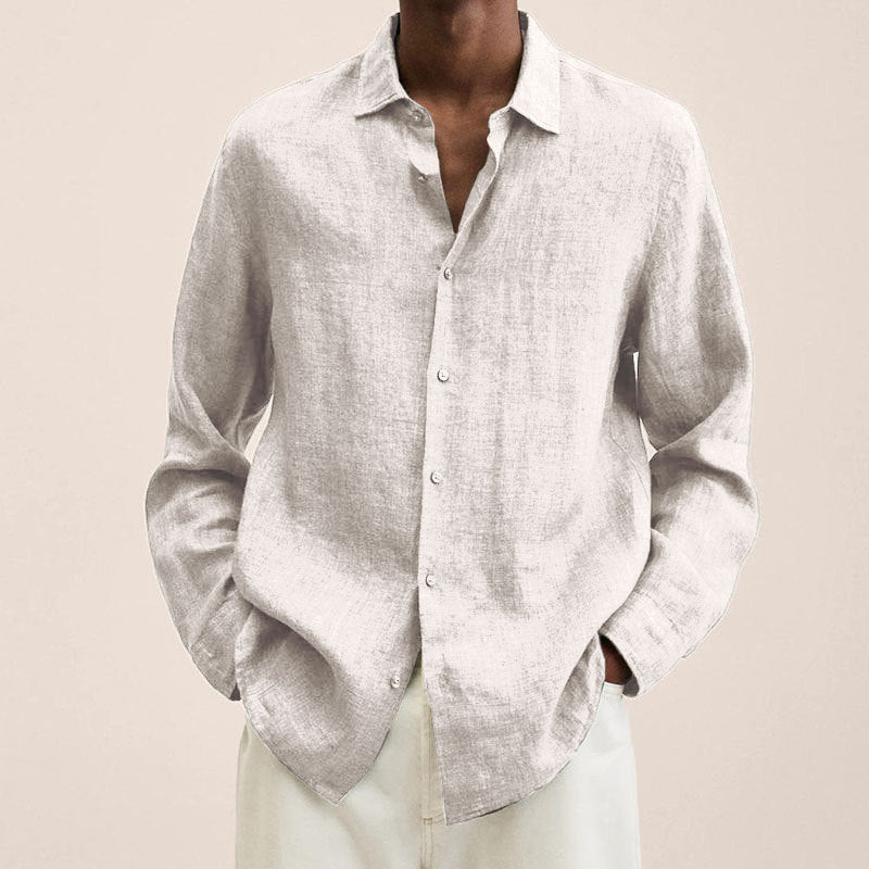 Loose-Fit Linen Blend Button-Down Shirt