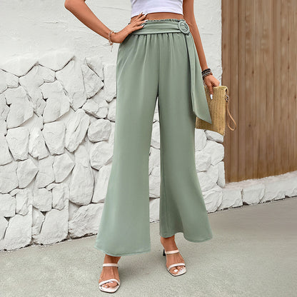 Wide-Leg Pants with High-Waist and Belt
