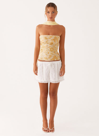 Backless Floral Sequin Tube Top with Matching Neck Scarf