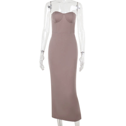 Strapless Bodycon Maxi Dress with Bustier Bodice