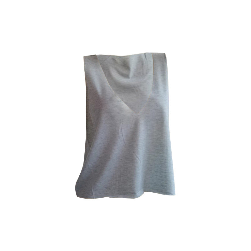 Loose Fit Tank Top with Deep U-Neck and Irregular Hem