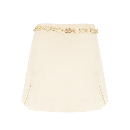 Pleated Mini Skirt with High-Waist and Chain Waistband