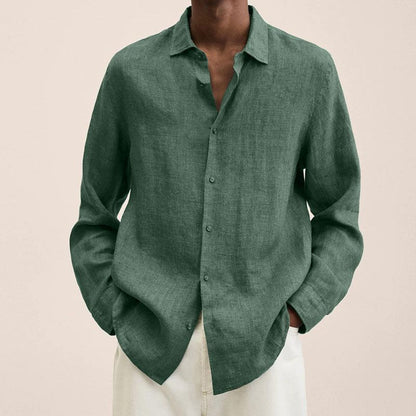 Loose-Fit Linen Blend Button-Down Shirt
