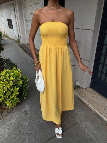 Smocked Tube Top Maxi Dress with Flowy Skirt