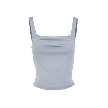 Ruched Slim-Fit Tank Top with Square Neckline