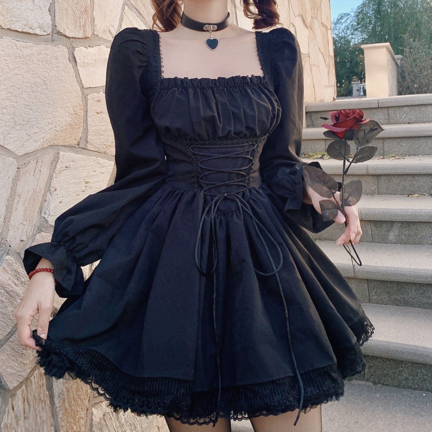 Puff Sleeve Lace Princess Dress Elegant Sweet