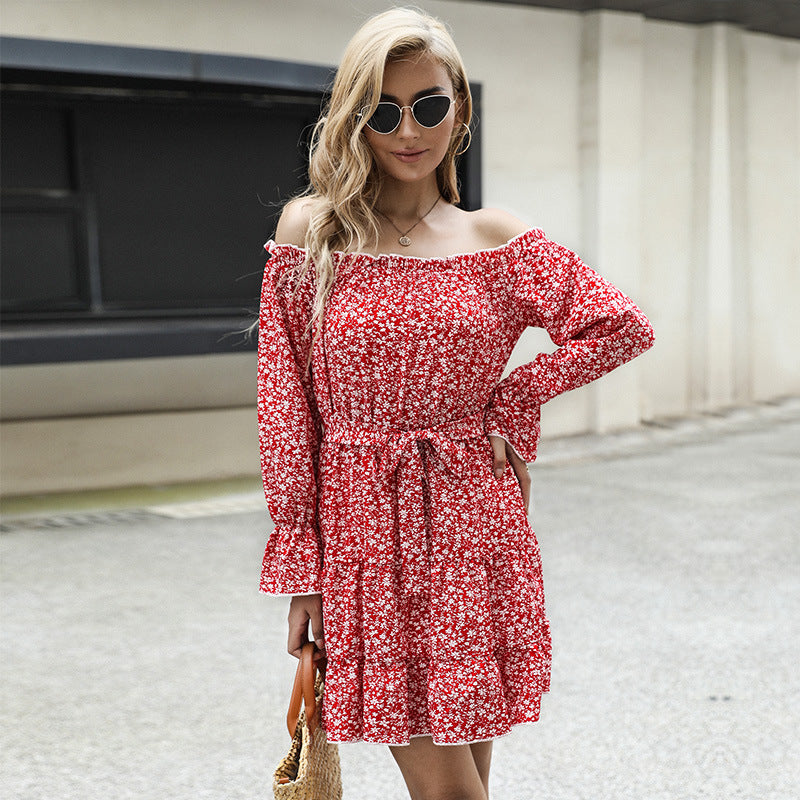 Floral Off-the-Shoulder Mini Dress with Tiered Skirt
