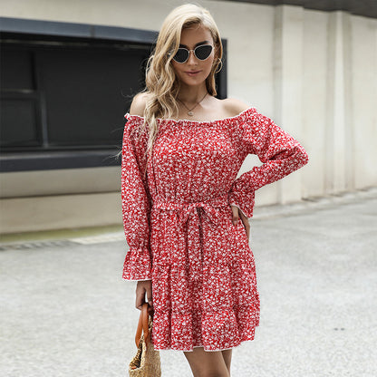 Floral Off-the-Shoulder Mini Dress with Tiered Skirt