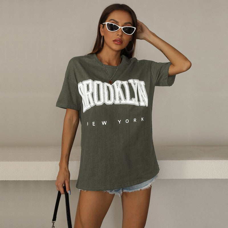 Oversized Graphic Print T-Shirt with Round Neck