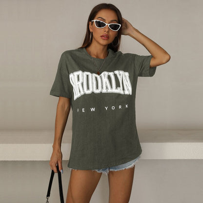 Oversized Graphic Print T-Shirt with Round Neck