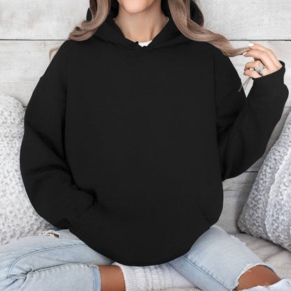 Solid Color Loose Fit Hoodie with Kangaroo Pocket