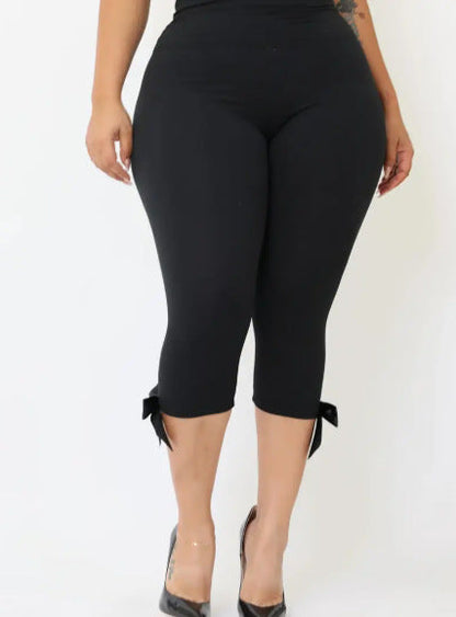 Leopard Print High-Waist Cropped Leggings with Bow Detail