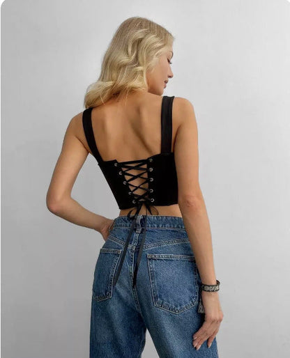Slim Fit Corset Top with Off-the-Shoulder Straps