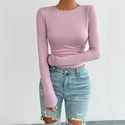 Bodycon Long Sleeve Knit Top with Square Back