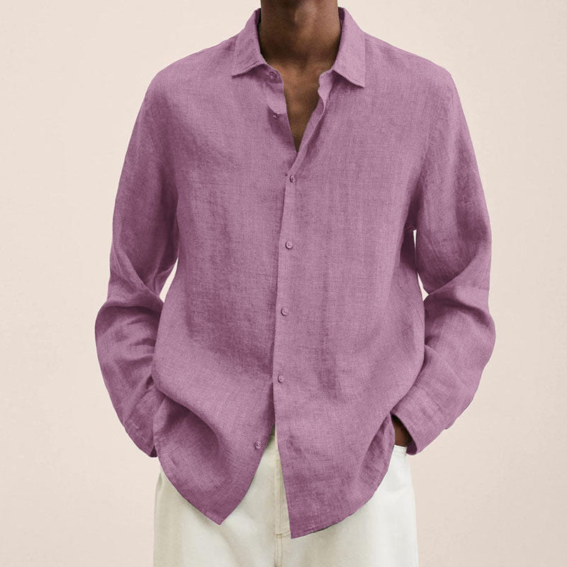 Loose-Fit Linen Blend Button-Down Shirt