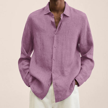 Loose-Fit Linen Blend Button-Down Shirt