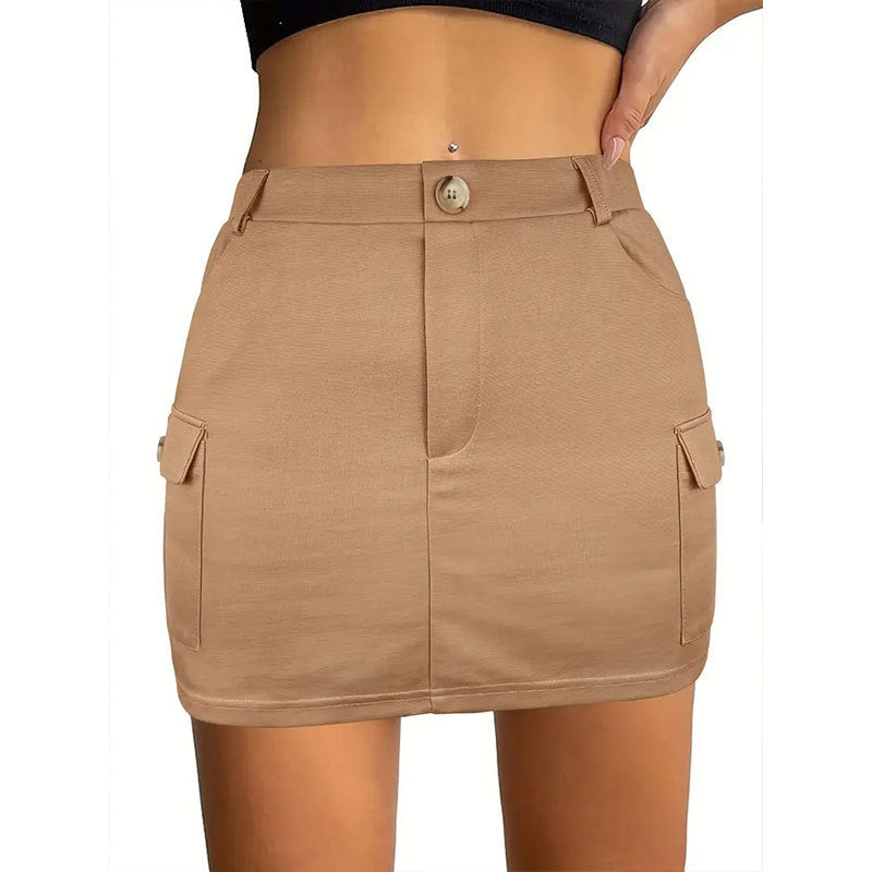 High-Waist Bodycon Mini Skirt with Cargo Pockets