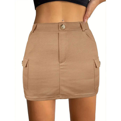 High-Waist Bodycon Mini Skirt with Cargo Pockets