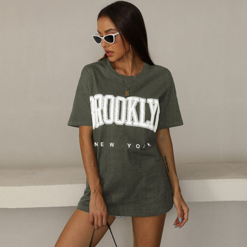 Oversized Graphic Print T-Shirt with Round Neck
