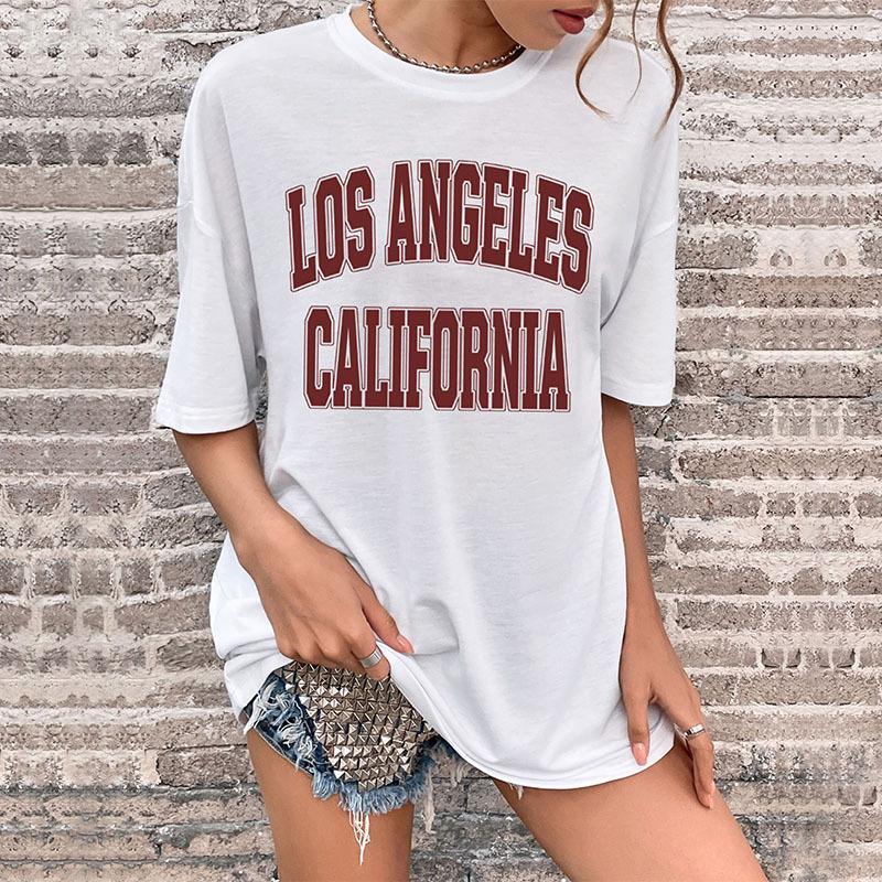 Oversized Letter Print T-Shirt with Crewneck