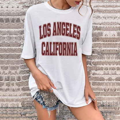 Oversized Letter Print T-Shirt with Crewneck