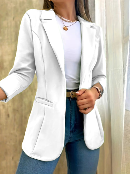 Open Front Slim Fit Blazer with Notched Lapel