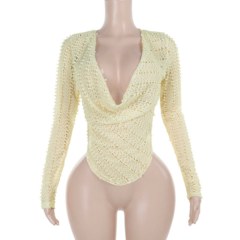 Long Sleeve Pocket Collar Top Street