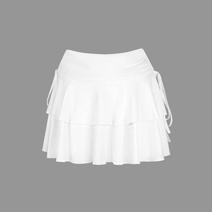 Puff Skirt with High-Waist and Ruffled Tiers