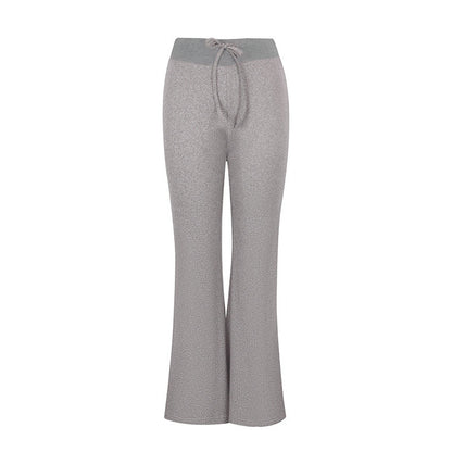 High-Waist Flared Pants with Drawstring Detail