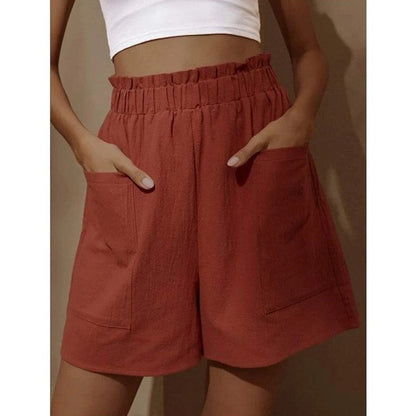 Wide-Leg High-Waist Shorts with Large Patch Pockets