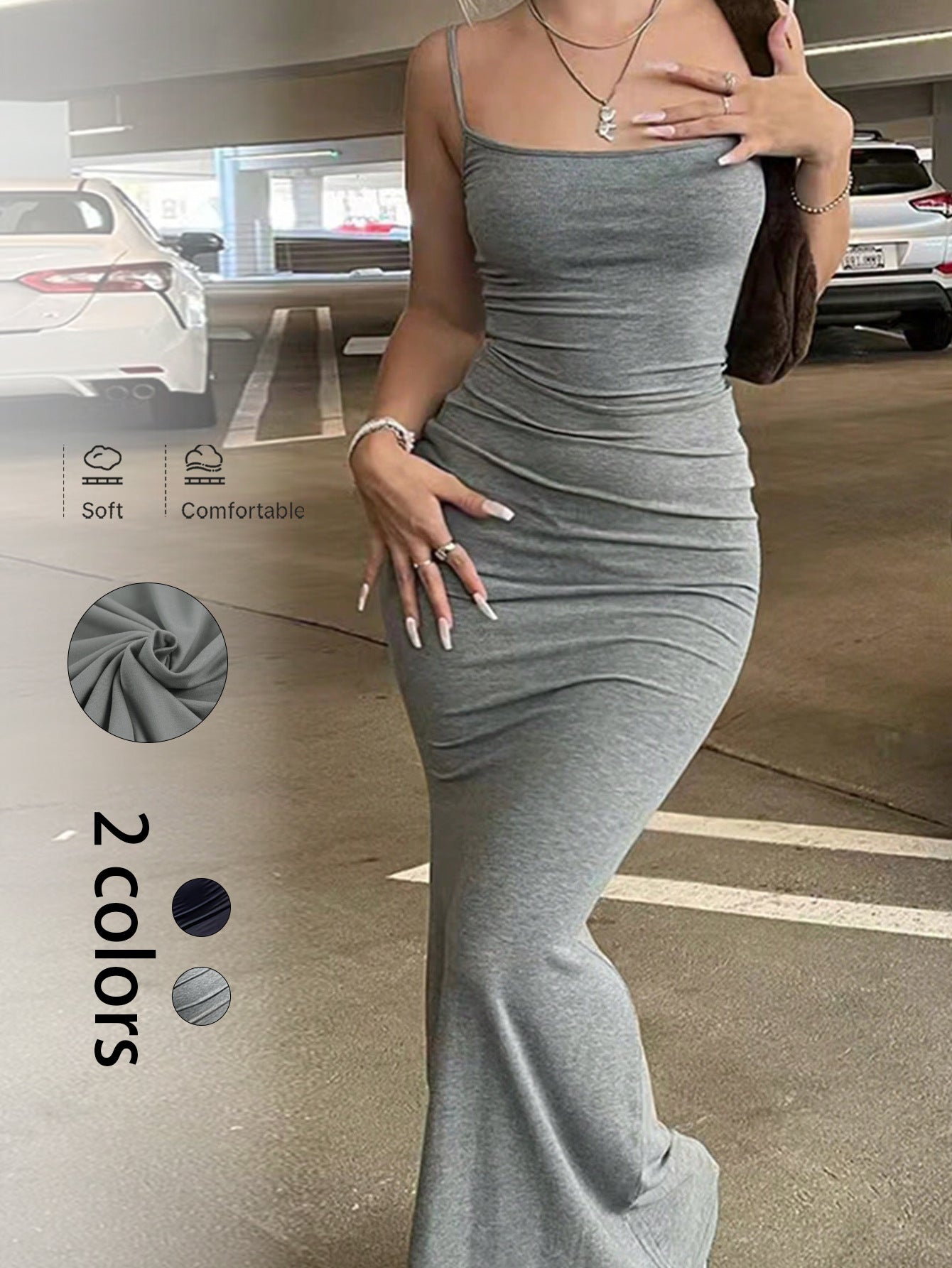 Bodycon Fishtail Maxi Dress in Milk Silk