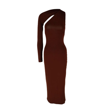 Bodycon Midi Dress with One-Shoulder and Open Back